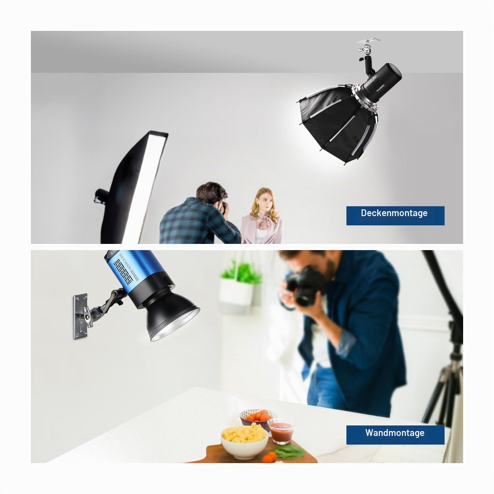 NEEWER 6,5" Wand Deckenhalterung Baby Stecker 5/8" Bolzen, 360° drehbarem Kugelkopf, 10 Schrauben, Fotostudio Wandhalterung für Ringlicht, Videolicht, Stroboskopblitz, maxBelastung 10kg, ST-WM2