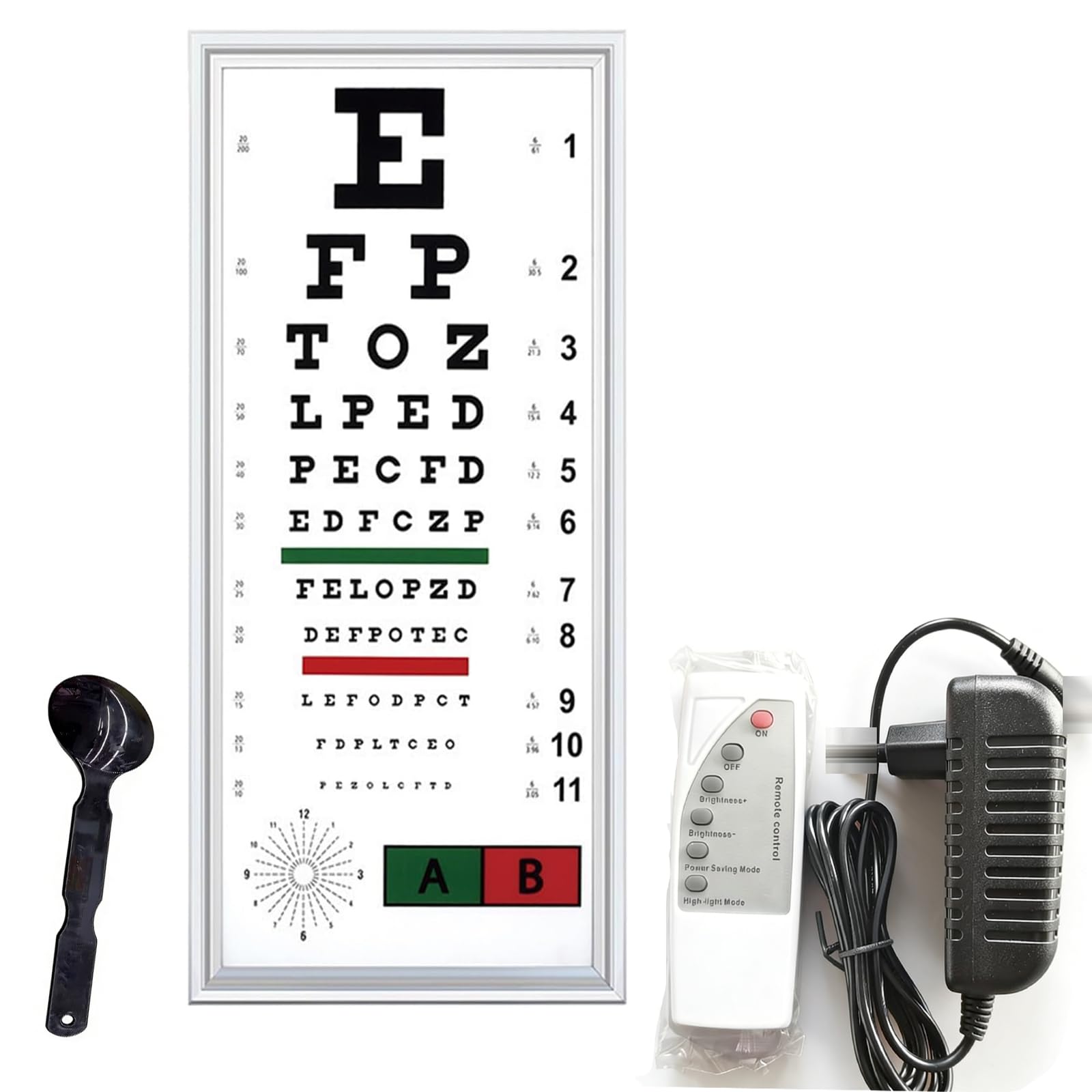 Tabelle Ottometriche LED per Ipovisione da 2,5 M, Tabella Ottometrica in Tela per Ipovisione con Telecomando, Dotata di Cappuccio, Stampa HD, per Studi Medici, Scuole E Uso Domestico