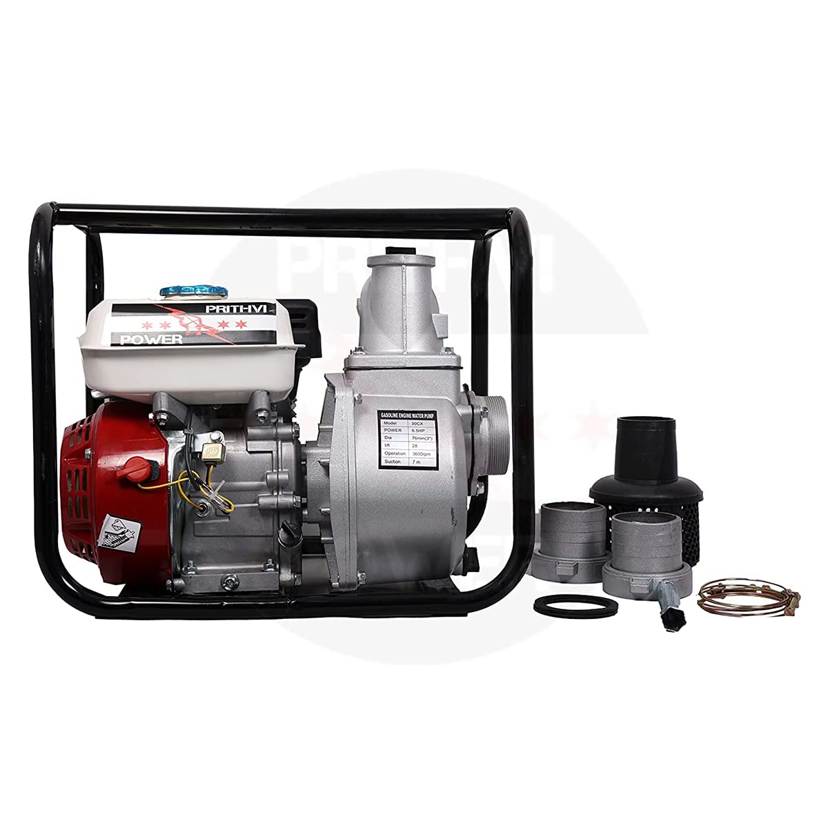 PRITHVI POWER Water Pump Set with 7.5 HP powerful 3600 RPM 4 Stroke Petrol Engine Max Discharge