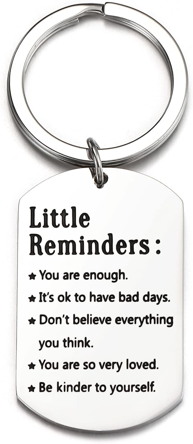 Korotho Little Reminders Keychain Gifts Inspirational Keychain for Daughter Son Friends, Graduation Gift Long Distance Relationship Hug Gift for Her Him, Motivational Mental Health Keychain, Silver, S