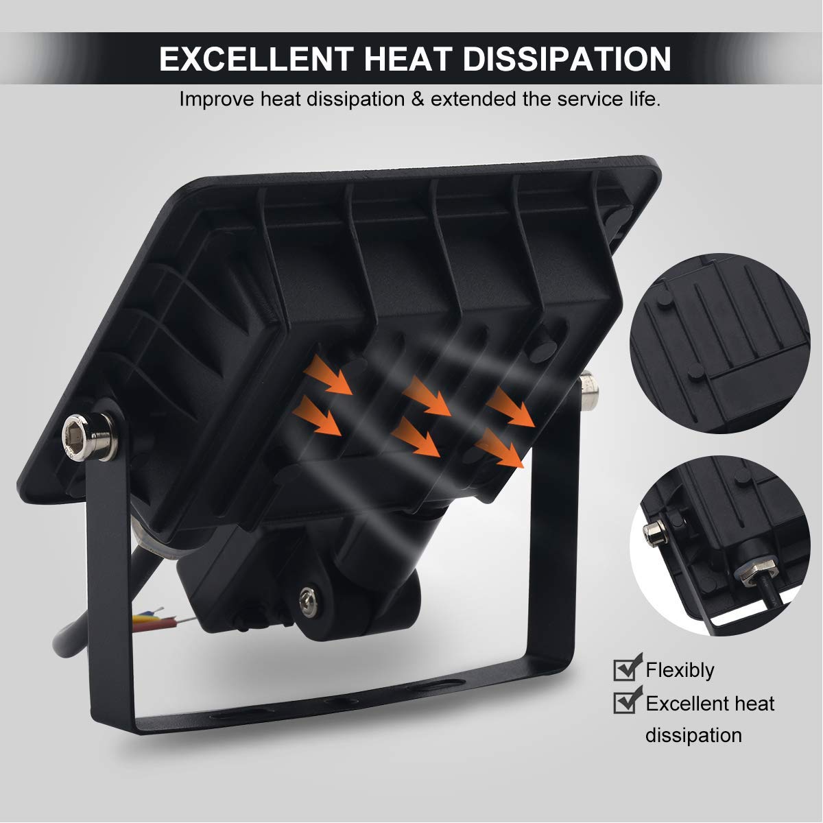 2pack-faro led esterno con sensore movimento 10W Bianco Caldo 3000K IP66 Impermeabile faretto esterno con sensore di movimento 1000LM faretto led da esterno per Cortile,Giardino