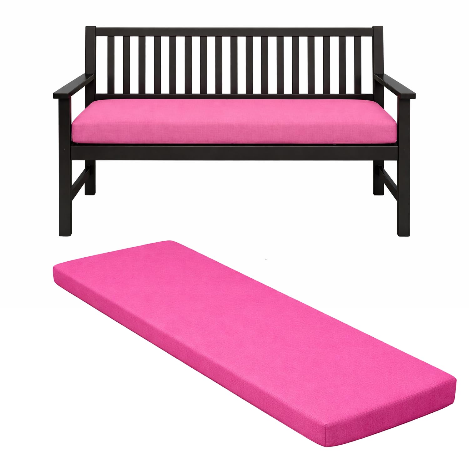 Garden Bench Cushion for 2/3/4 Seater – Thick Comfortable Seat Pad for Patio Furniture, Kitchen & Dining – Water-Resistant Polyester Cushions for Indoor & Outdoor Use (Pink, 3 Seater)
