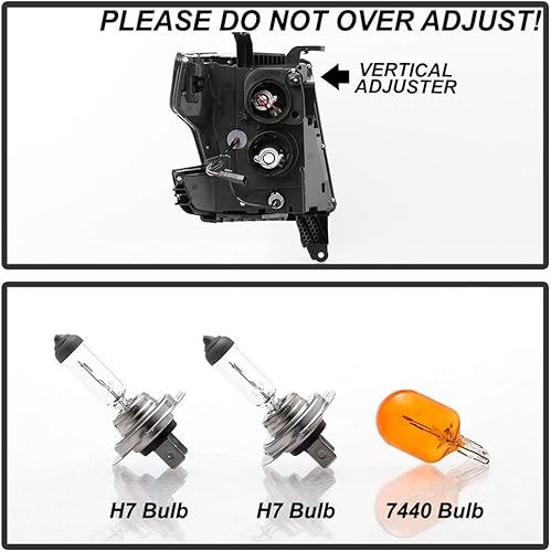 Miniatura 6 de ACANII - Para modelo halógeno 2015-2020 Chevy Tahoe Suburban LED Tube Dual Proyector Faros Faros delanteros Carcasa Negra