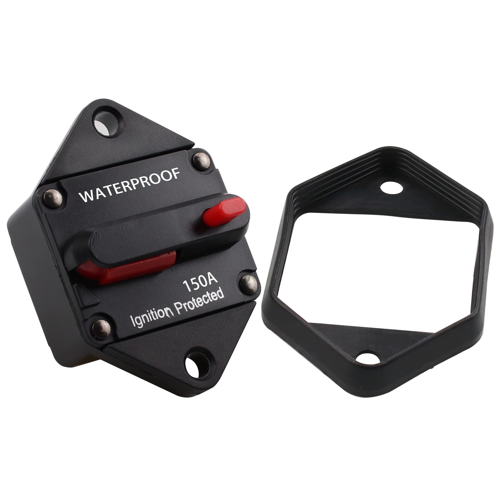 12V-48V DC Panel Mount Circuit Breaker 150A,Hi-Amp 150A Circuit Breaker with Manual Reset and Gasket for Auto Truck RV Marine Car Marine Boat Trolling Motors