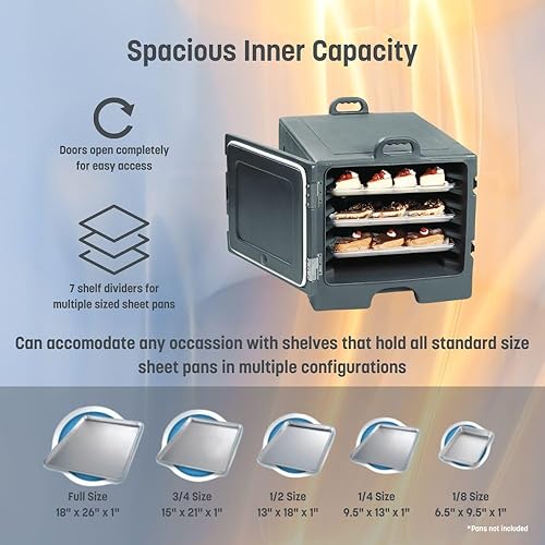 Miniatura 32 de Transportadora de bandeja de alimentos Carlisle Cateraide, con aislamiento, con carga frontal, con capacidad para 5 bandejas, Marrón, 1