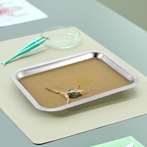 Miniatura 2 de iplusmile 6 bandejas de disección con cera, bandejas de disección de aluminio reutilizables de alta calidad para estudiantes de laboratorio,