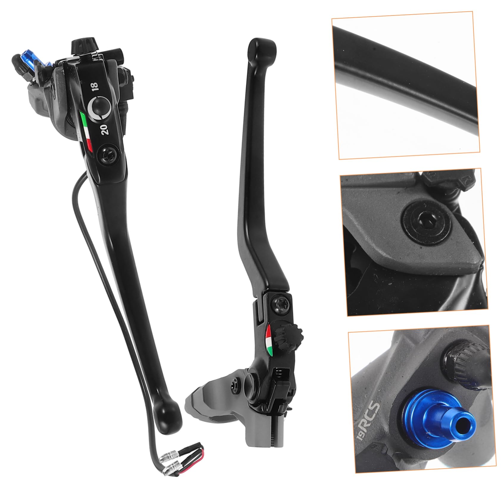 POPETPOP Levier de Frein de Moto en Aluminium, Paire Réglable Alésage de Pivot Usiné de Précision, Compatible Street Bike et Scooter, Équipement Moto Noir