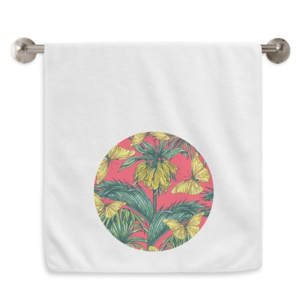 Serviette débarbouillette blanche 13X29 Pouces essuie-mains motif fleur papillon rose