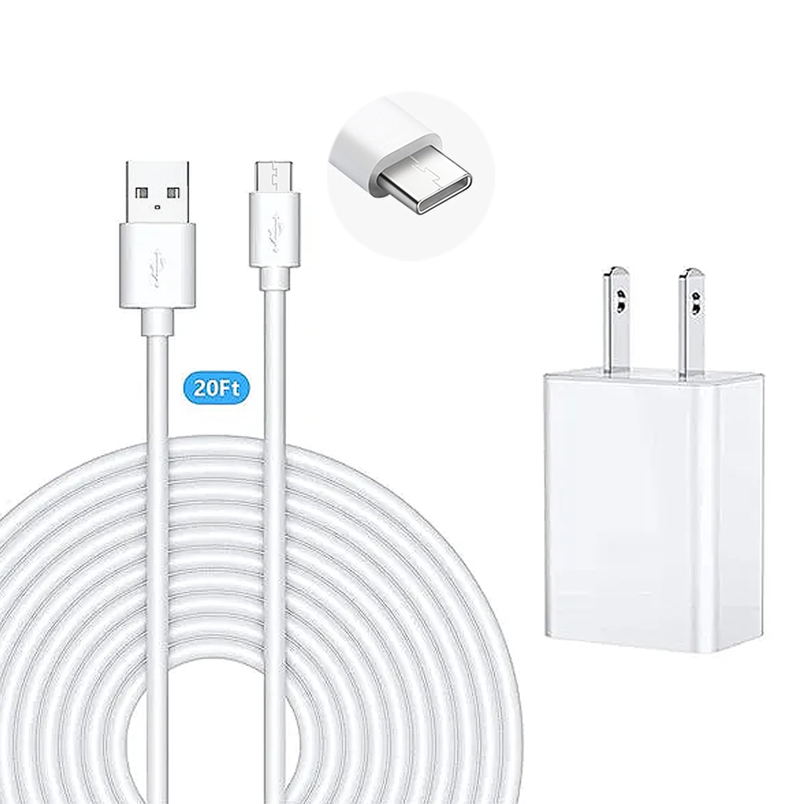 ZUMIMALL 20 Feet USB C Power Charging Cable Outdoor Security Camera Charging Charger Cord for F5/F5B/X1/X2?Tpye C Port Charger? (No Camera)