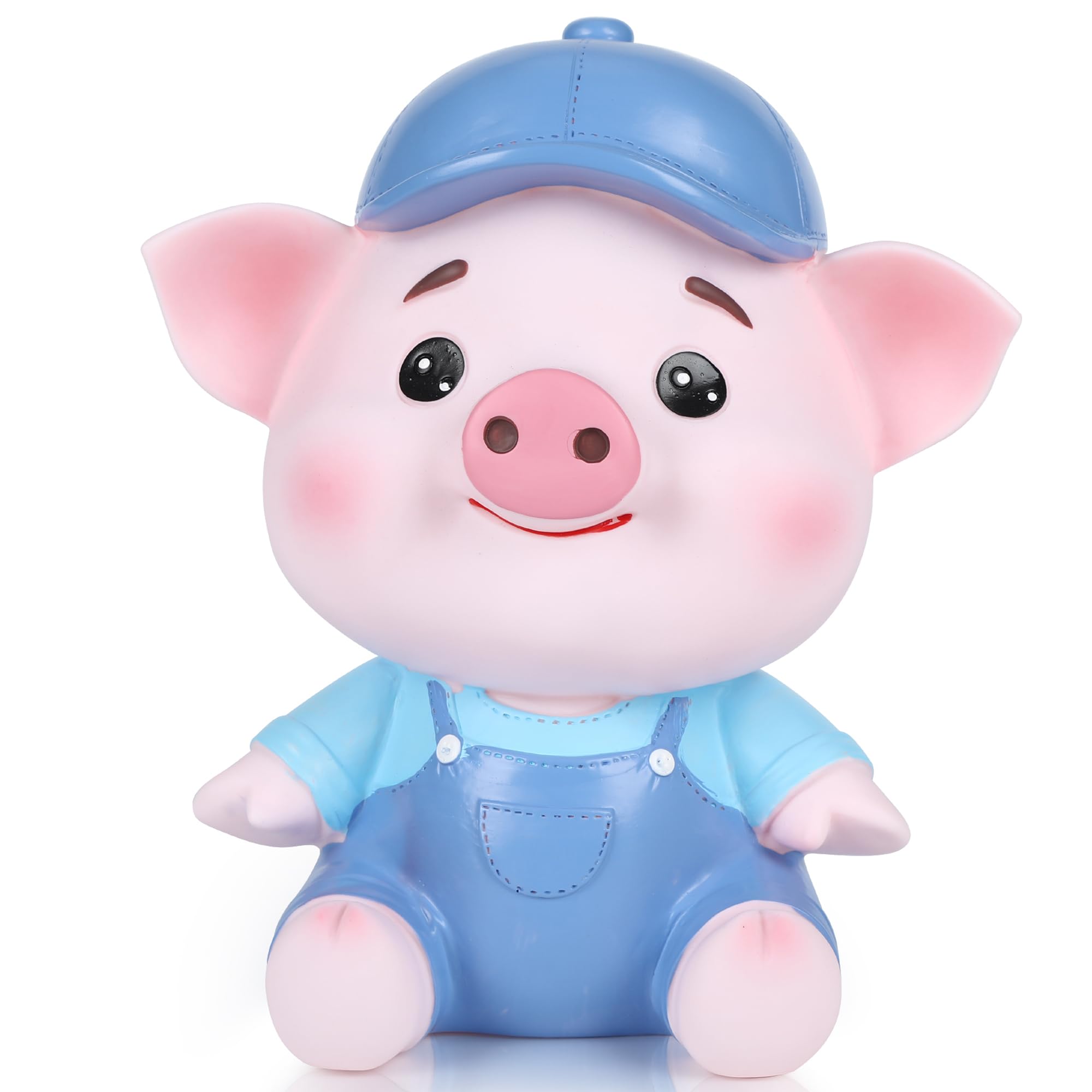 H&W Adorable Large Capacity Piggy Bank - Cute Shatterproof Coin Money Box for Kids - Holds Up to 800 Coins (Blue)