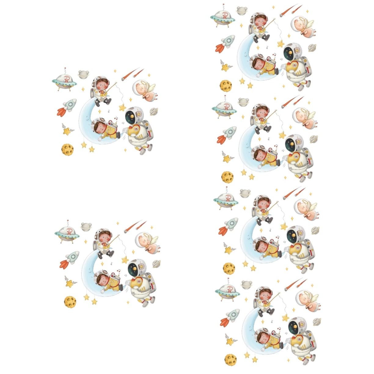 BESTonZON 6sätze Wandsticker Mit Astronauten Sternen Mond Kinderzimmer Deko Selbstklebend Wandtattoo Für Schlafzimmer Und Spielzimmer Einfache Anwendung Ohne Rückstände