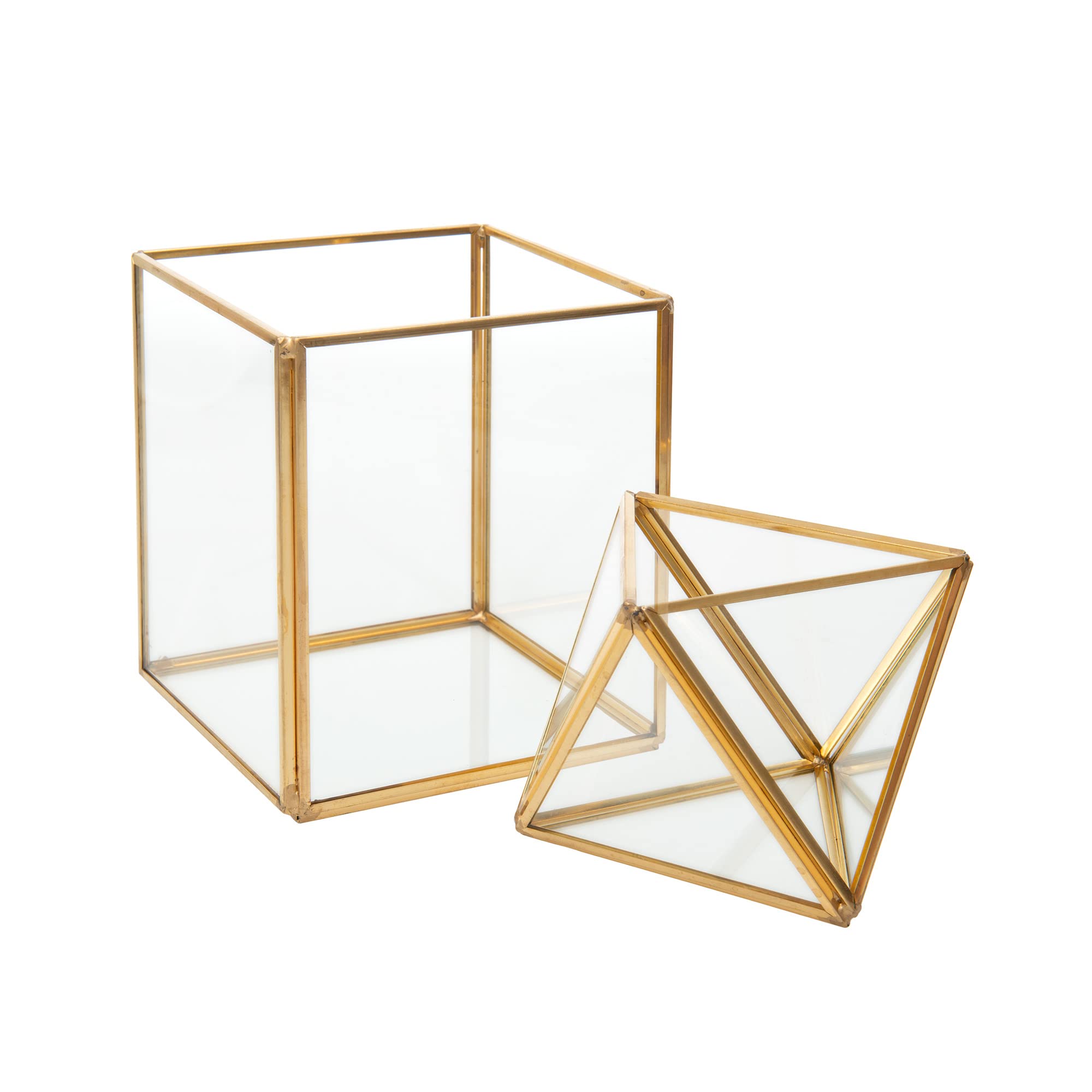 Kusso Glas und Gold Metall Prisma Terrarium Pflanztopf Pflanztopf fr  kleine Zimmerpflanzen Luftpflanzen Sukkulenten Kaktus: Amazon.de: Garten