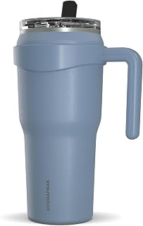 Hydrapeak 40oz Roadster Insulated Tumbler with Handle and 2-in-1 Straw Lid, Stainless Steel Travel Cup, Cup Holder Friendly, Leak Resistant (Modern Blue)