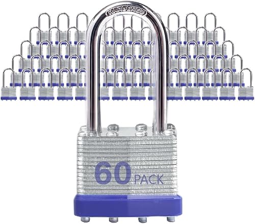 Miniatura 13 de Candados para Exteriores Lock, Cerradura de Llave, Candados con la Misma Llave - Candados con Llave de Acero Laminado con Grillete Largo, Paquete de