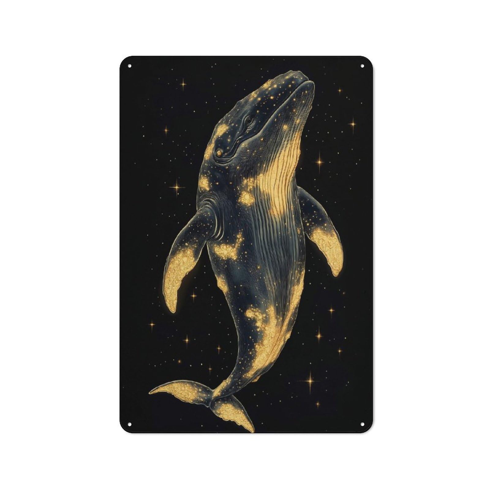 Junmoney Celestial Whale In Starry Night Tin Wall Plaque 30X20cm With For Garage Or Workshop, For Vintage Wall Decor Fans, For Kitchen And Home Bar Decor