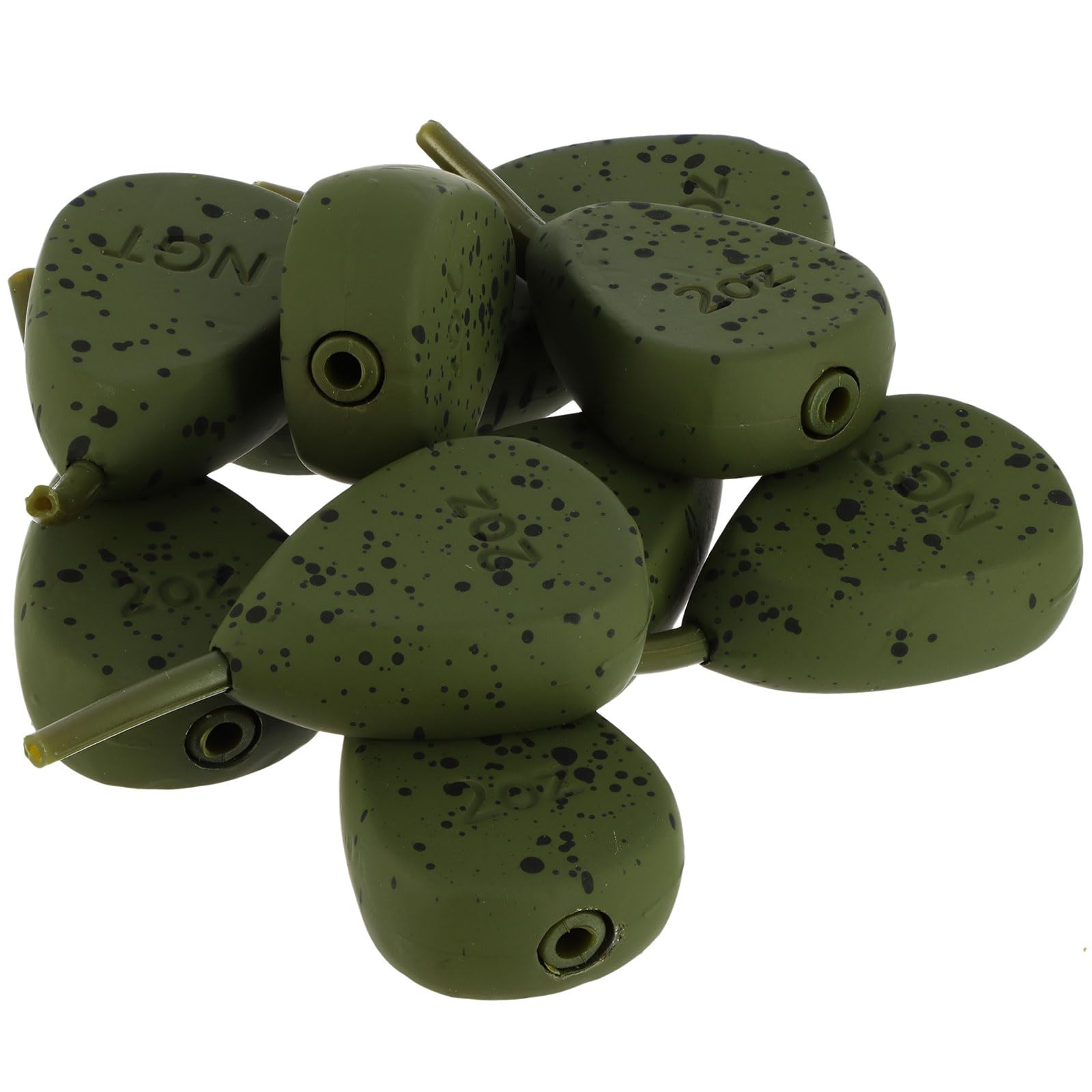 10x Fishing Weights Inline Flat Pear Green Carp Tackle, 10x INLINE 3oz