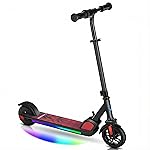 Caroma Electric Scooter for Kids Ages 6-14, 150W Motor&10Mph, 80 Mins Ride Time,Adjustable Height & Speed,LED Display & Colorful Lights,Kids Electric Scooter,Best Gift Ideas for Boys and Girls(Red)