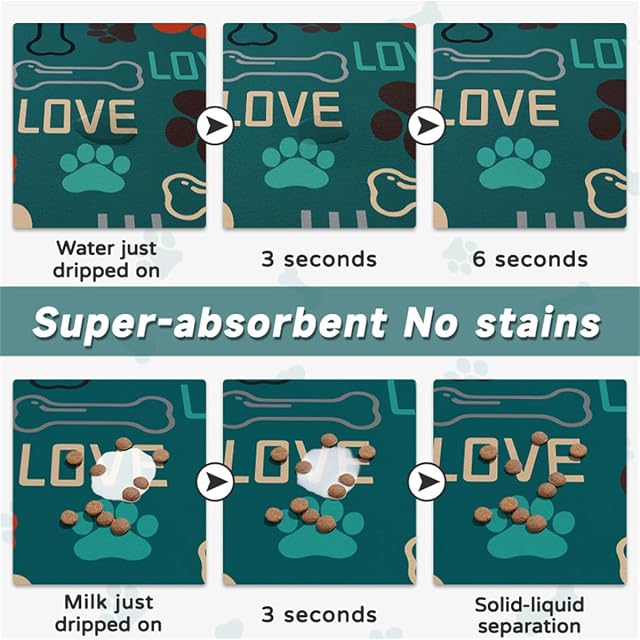Foto 4 de 7 de Alfombra Comedero Absorbente Para Perro Gato Silicona Alfombrilla Para Comedero Alfombrilla Comida Forma…
