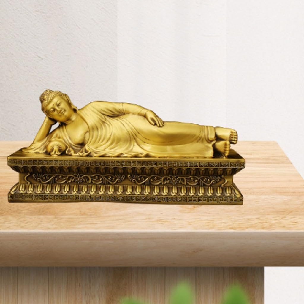 Posąg Buddy do wnętrz Dom Salon Mosiężny Śpiący Budda Ozdoby Zen Medytacja Kult Dekoracje Biuro Rzemiosło medytacyjne Statuetka Buddy Rzeźba