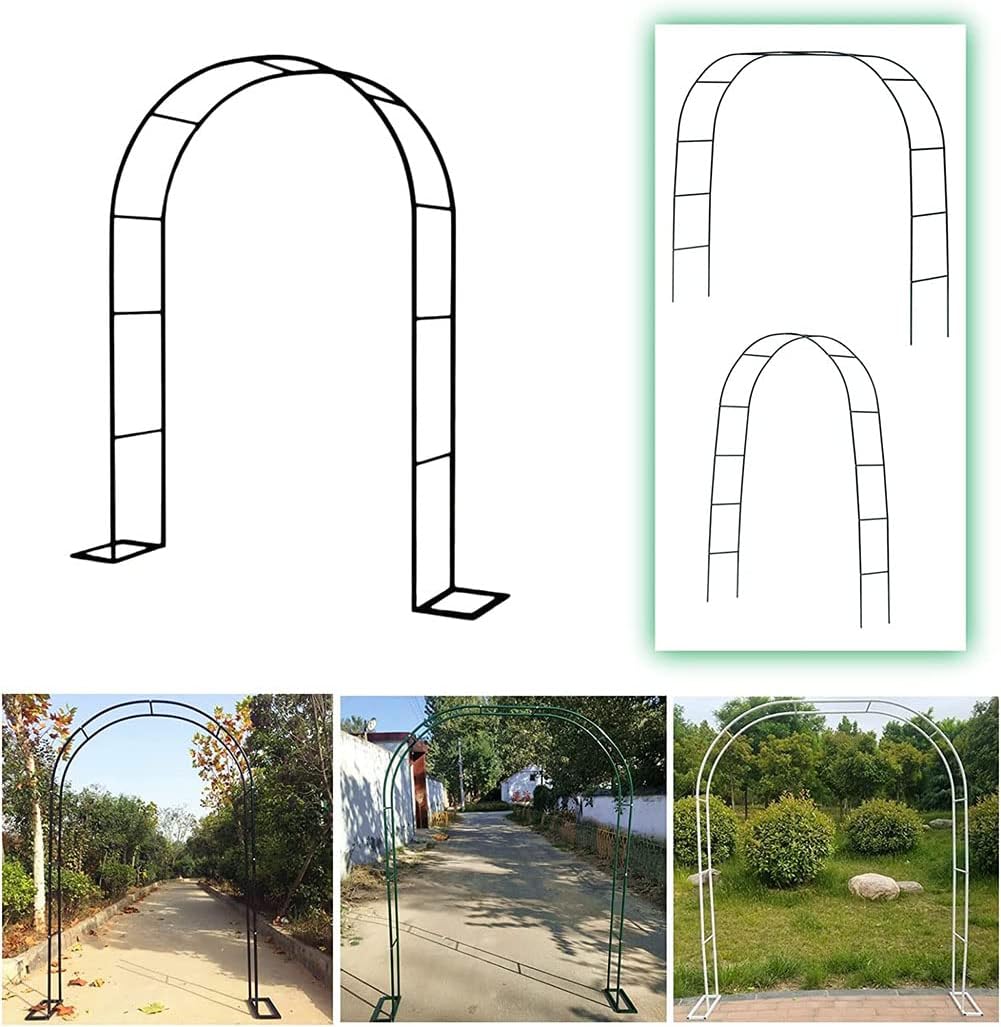 Large Metal Garden Arch, Heavy Duty Rose Arches Arbor Flower Stand, for Climbing Plants Support Archway Garden Decoration, Black,White,W1.4M*H2.3M
