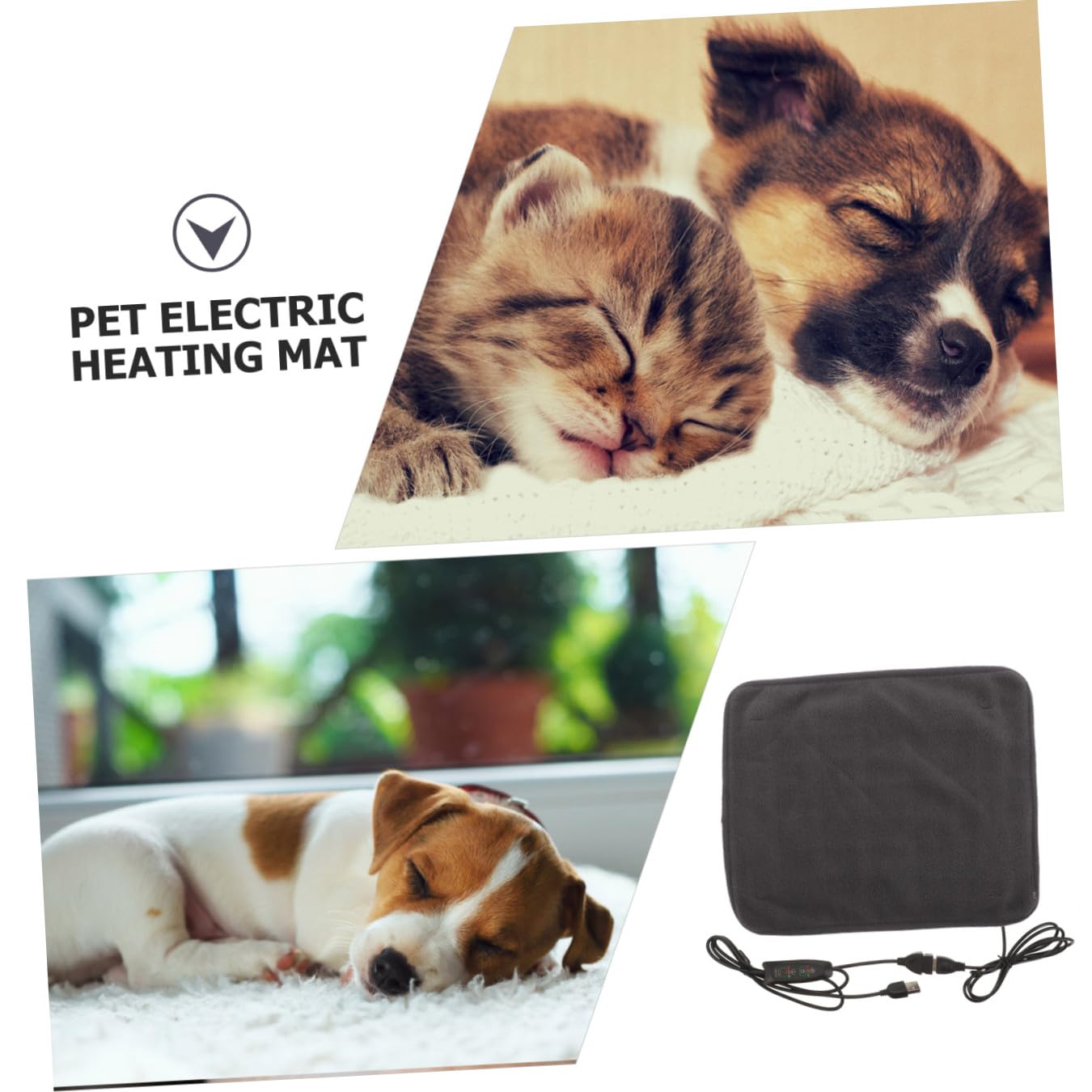 Hohopeti Elektrische Heizmatte für Haustiere aus Polyester Maschinenwaschbar Speichert Eigene Wärme USB Betrieben für Hunde Katzen und Kleine Haustiere