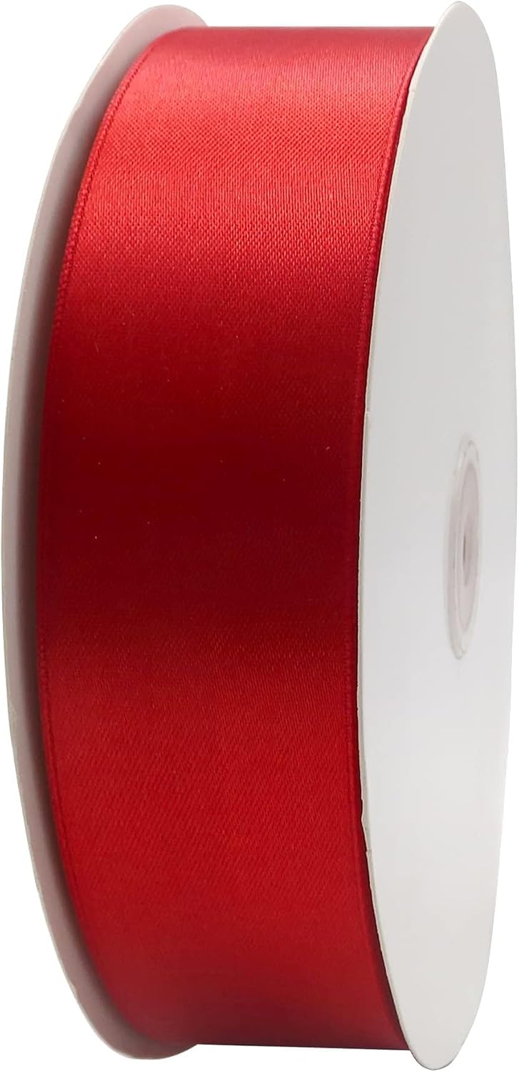 Maclemon 1-1/2 inch Wide 100 Yards Double Face Red Satin Ribbon Red Fabric Ribbon for Gift Wrapping Very Suitable for Weddings Decoration Bouquet Balloons Arts Craft Sewing Hair Bow Invitation