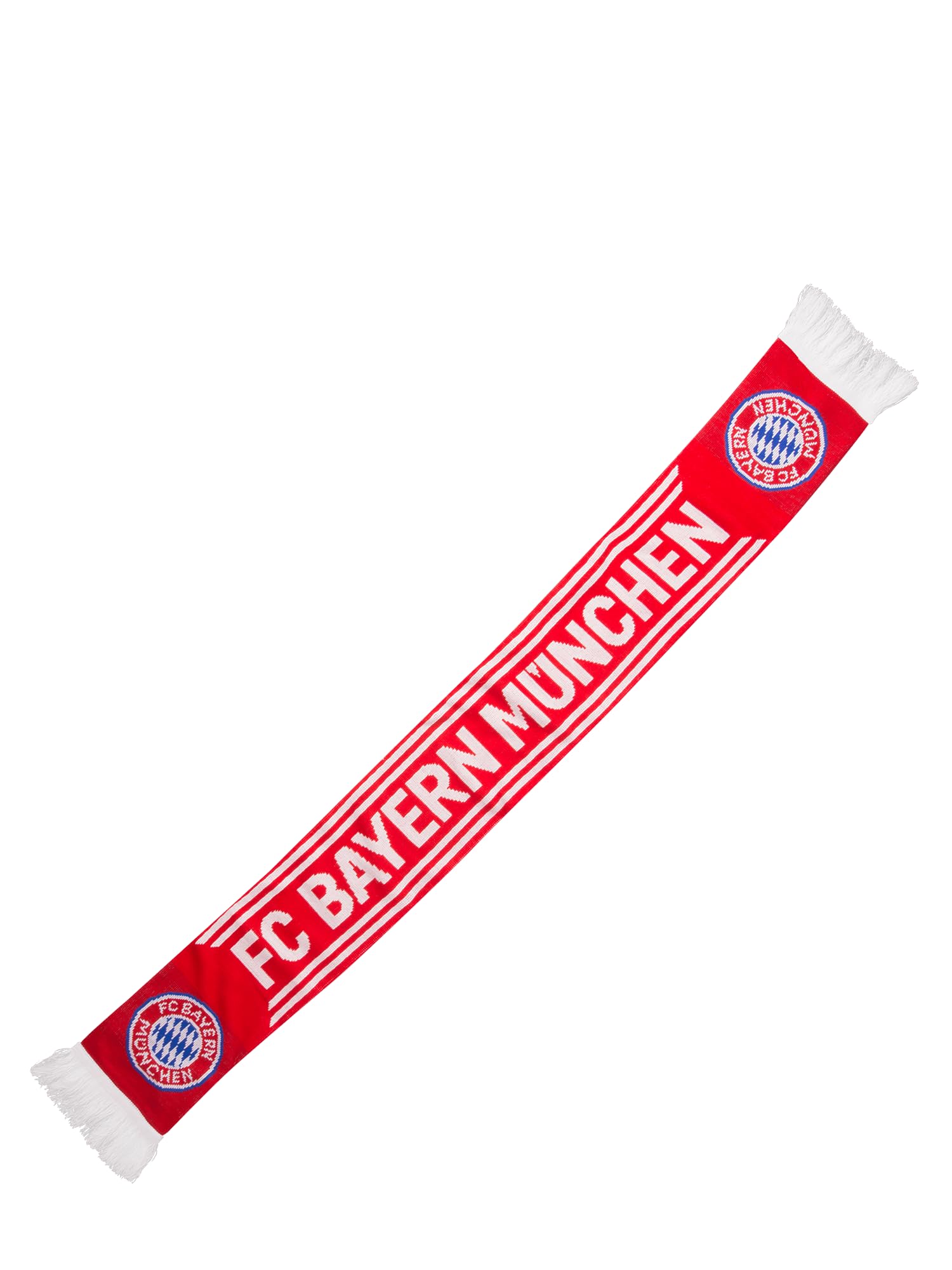 FC Bayern München Fanschal Strickschal Unisex (Rot/Weiß) I 17 x 150 cm mit Vereinslogos & Schriftzug I Offiziell lizenziert