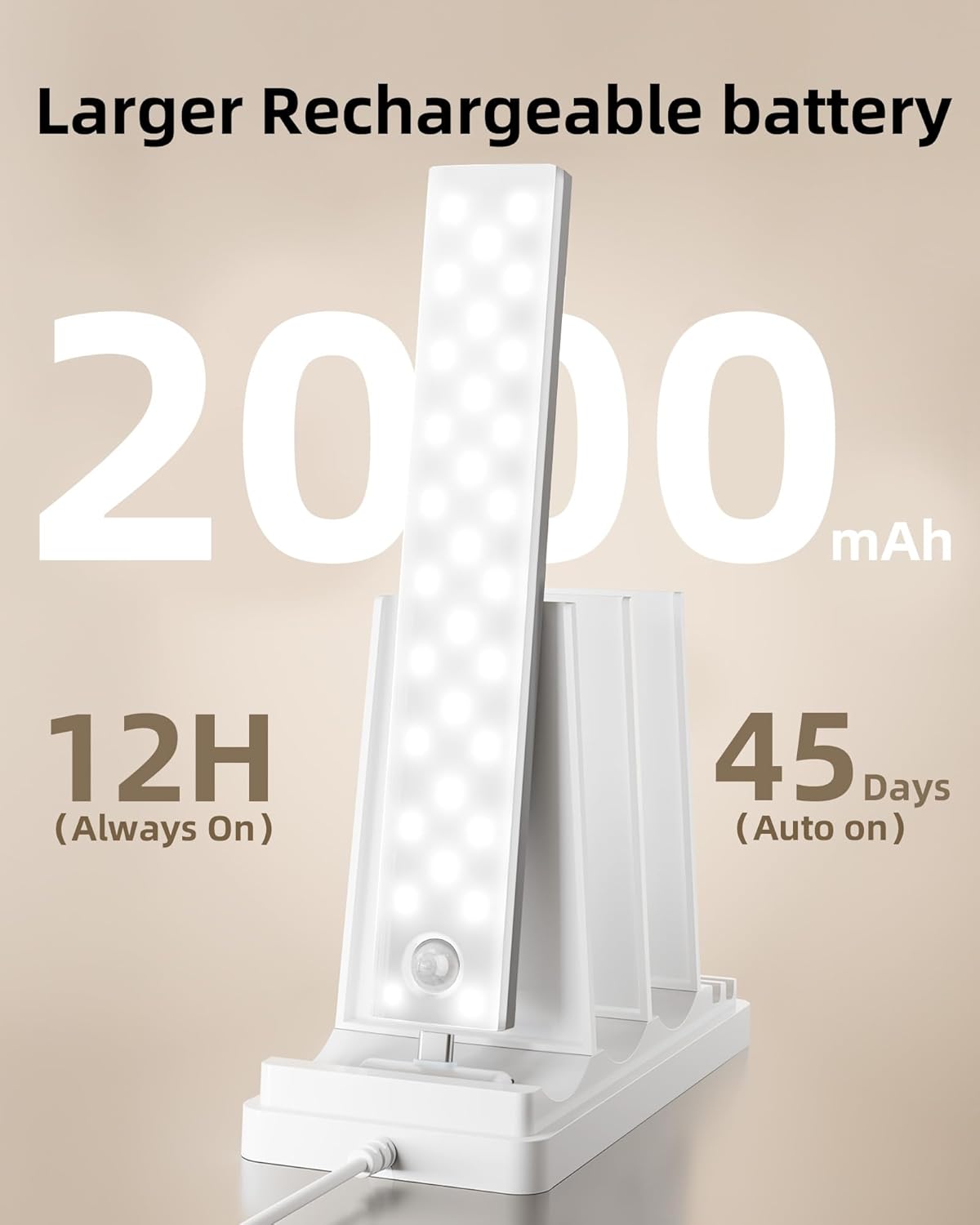 EZVALO Lot de 6 Lampes LED Cuisine: Eclairage sous Meuble Rechargeable, 3 Températures Couleur, Détecteur de Mouvement - Image détaillée