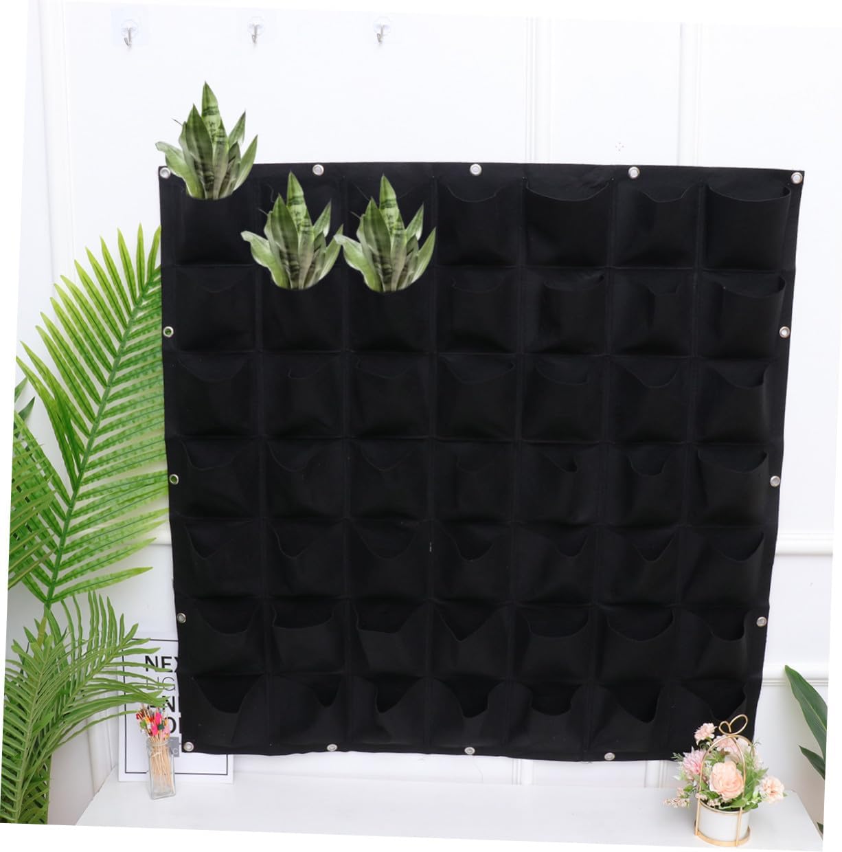 YARNOW Wall Hanging Plant Grow Bag Felt Plant Container 49-Pocket Vertical Planter for Outdoor Indoor Garden Balcony Planting