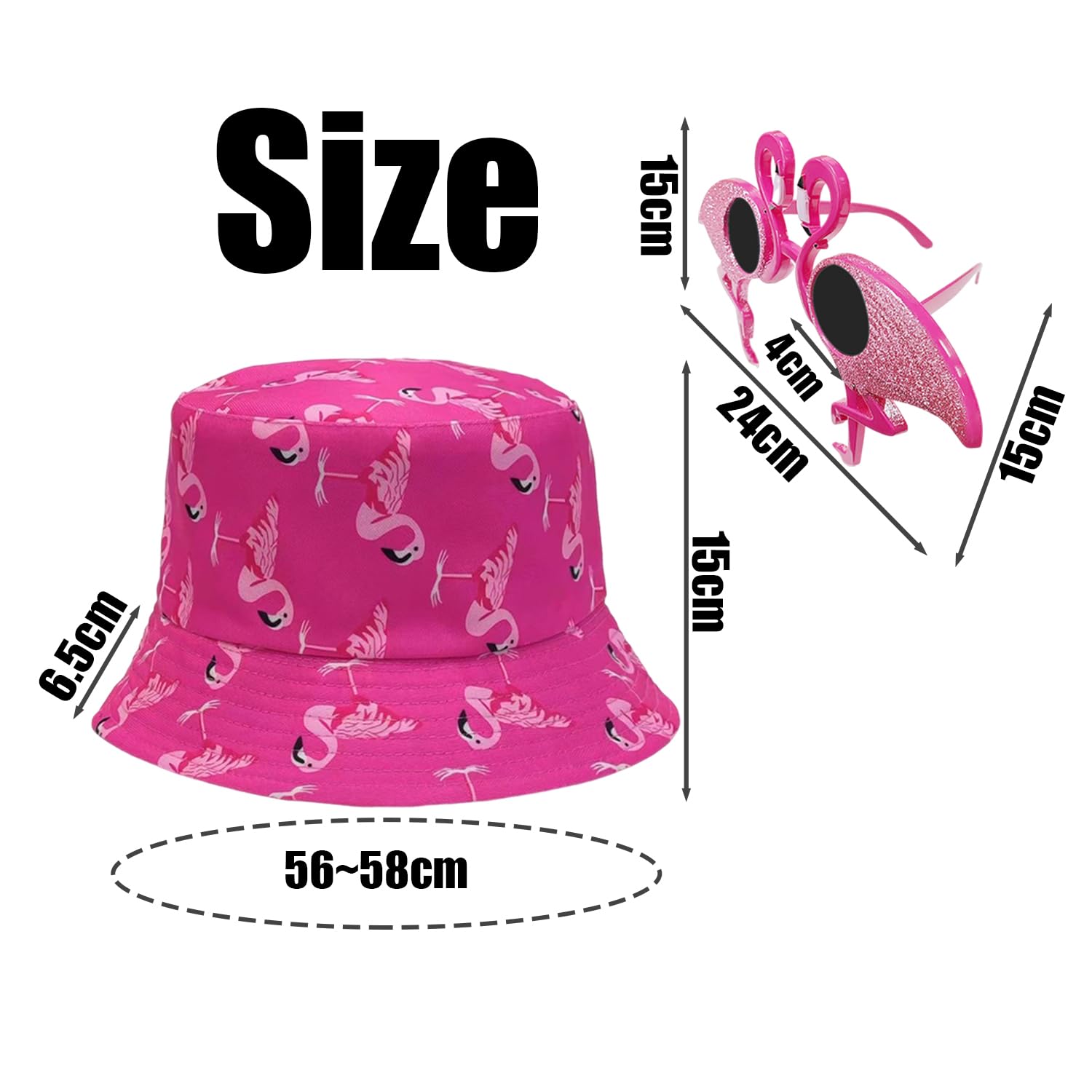 EJUFNS 1 Hat And 1 Pair Of Sunglasses, Flamingo Print Sun Hat, Outdoor Casual Fisherman Hat, Party Funny Glasses - Image 2