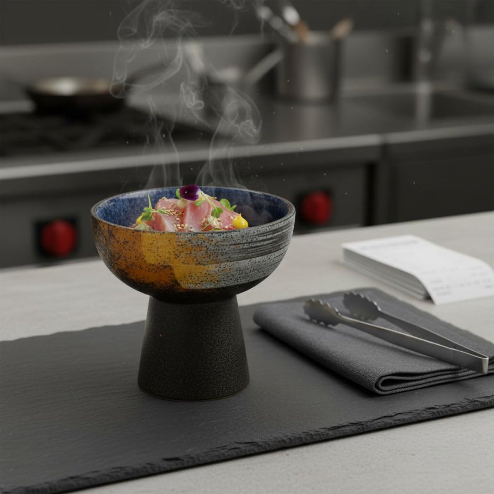 MYADDICTION Dishwasher Safe High Foot Pudding Bowl Kiln-Fired