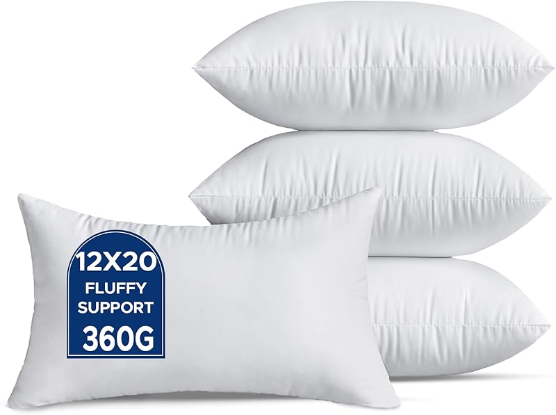 QSWRD Coussin Rembourrage 30 x 50 cm Lot de 4 Petits Coussins Décoratifs Blancs pour Le Salon Canapé