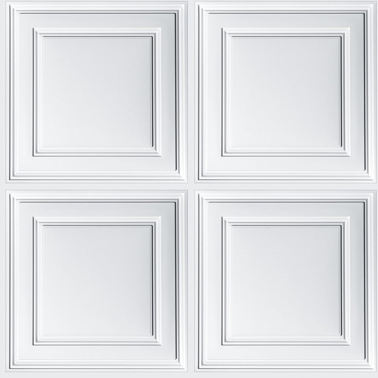 FunStick 17.5x276 White Peel and Stick Wallpaper White Faux 3D Tin Ceiling Tile Wallpaper Self Adhesive Vinyl Wall Paper for Bedroom Living Room Wall Panel Decorative Contact Paper for Walls Cabinets