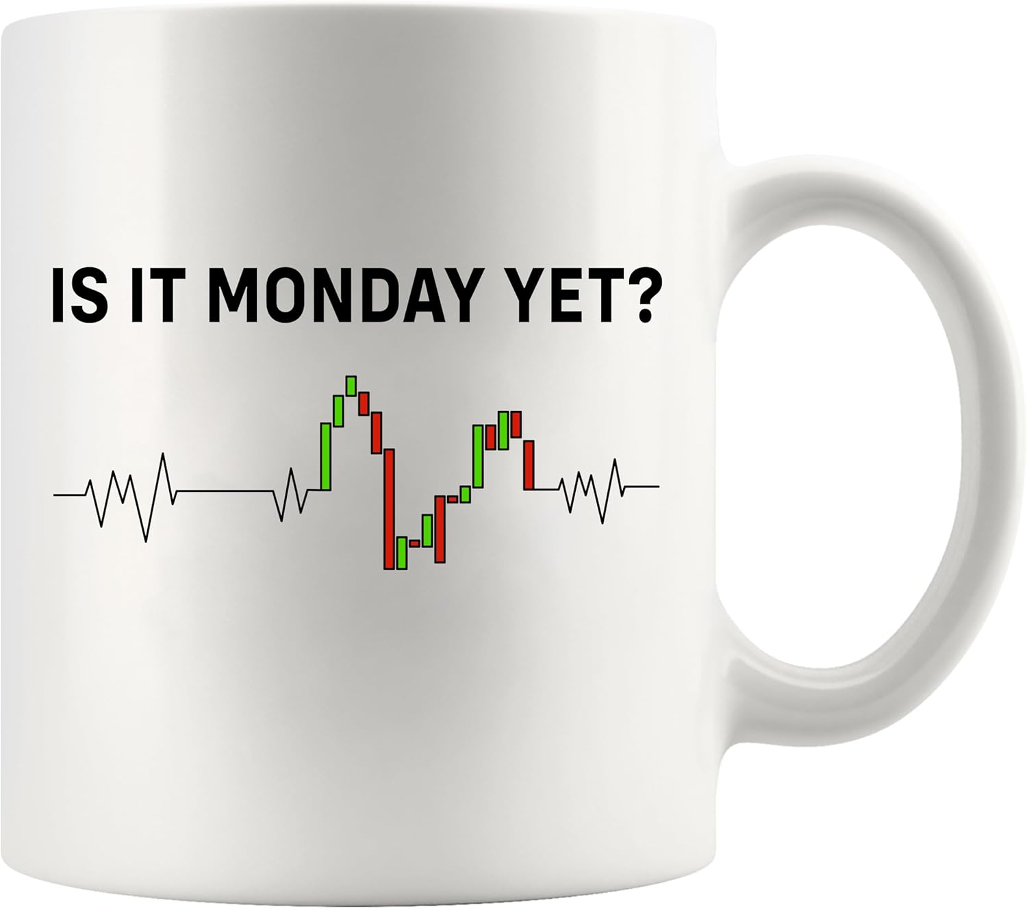 Panvola Is it Monday Yet Heartbeat Traders Gifts Investor Day Trading Stock Market Novelty Drinkware Ceramic Mug 11 oz (Classic, White)