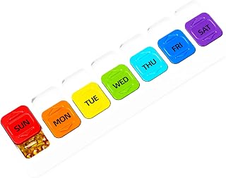 Sliding Cover Waterproof 7 Day Pill Case Compartment Pill Box (White)