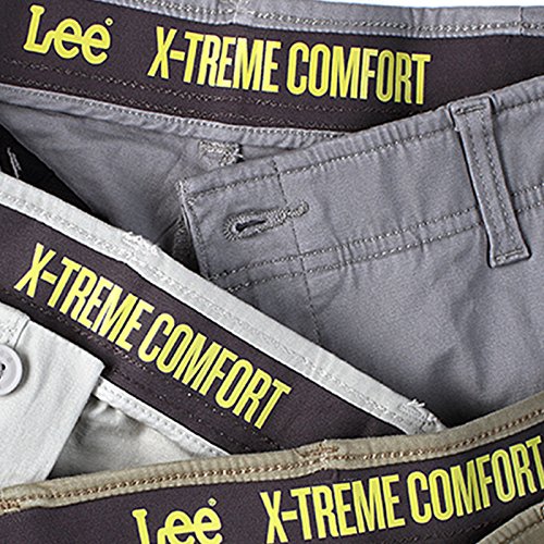 LEE Xtreme Comfort Khaki Stretch Straight Fit Flat Front Pant Pebble 32x343