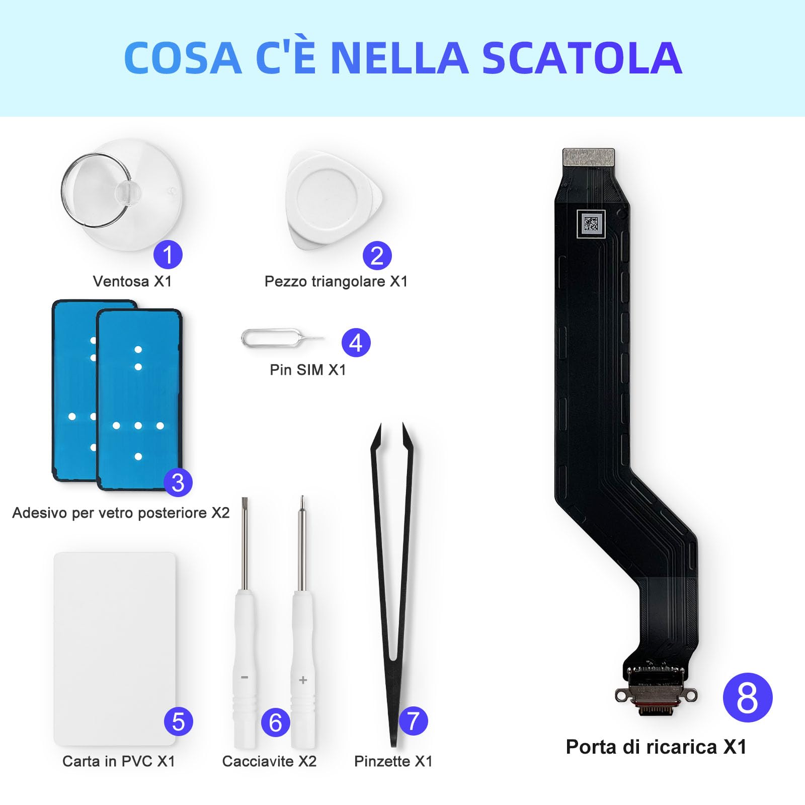 Dock Di Ricarica Completo Per Oneplus 7 Pro/7T Pro - Connettore USB, Microfono, Audio Jack + Kit Attrezzi Riparazione - 3