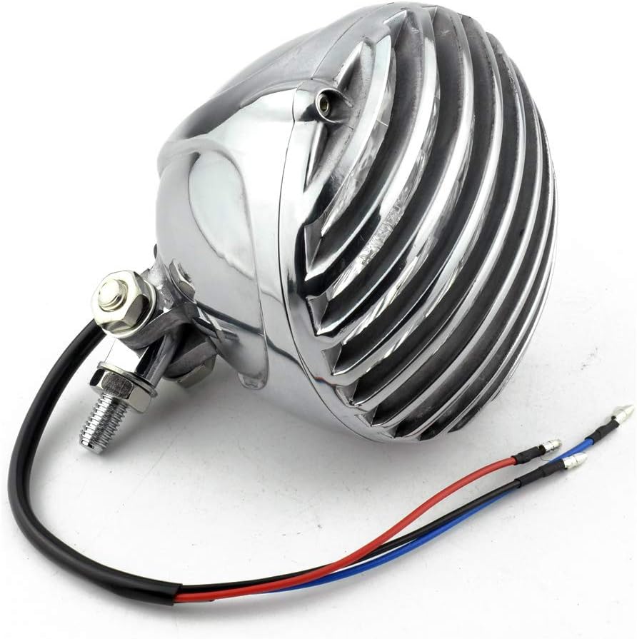 Boldness 4.5'' Headlight Headlamp Front Light H4 Bulb Motorcycle Polished Scalloped Universal