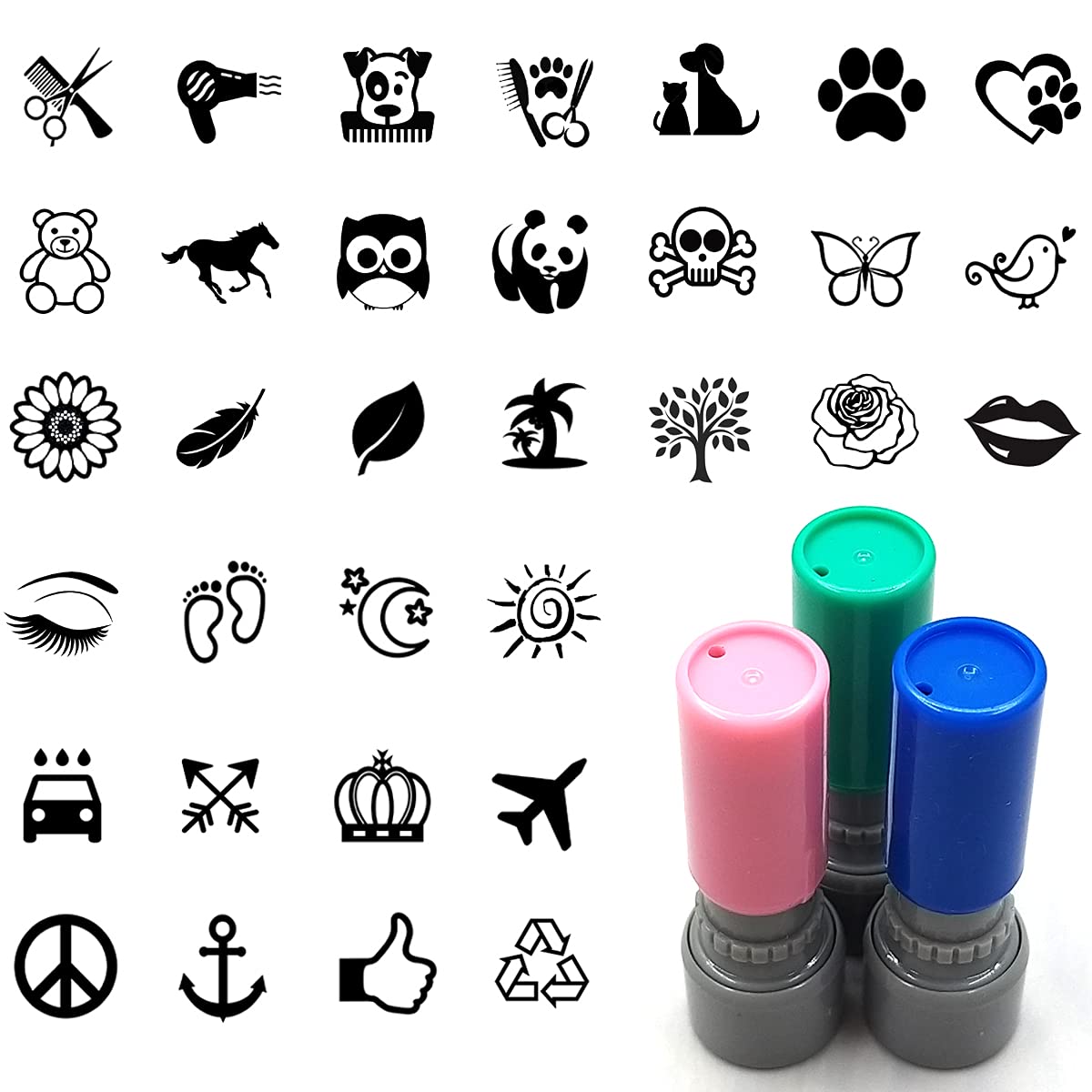 Amazon.com : Set of 3 pcs Loyalty Card Stamp, Business You Pick Image and  Ink Color, 100+ Picture for Choose, Teacher self Inking Rubber Stamp Red,  Black, Purple, Blue, Light Dark Pink,