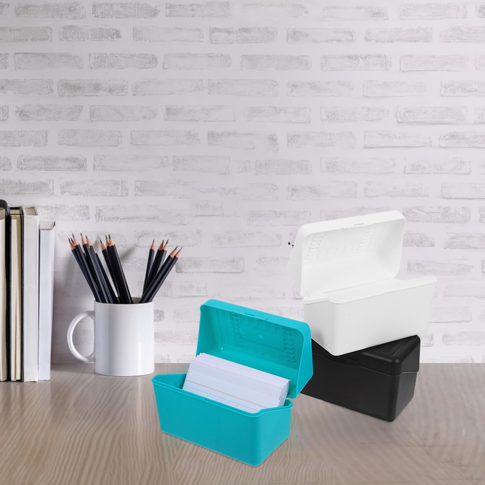Lurrose Caja de Almacenamiento de Tarjetas de Notas Pp, 1 Juego, Color white