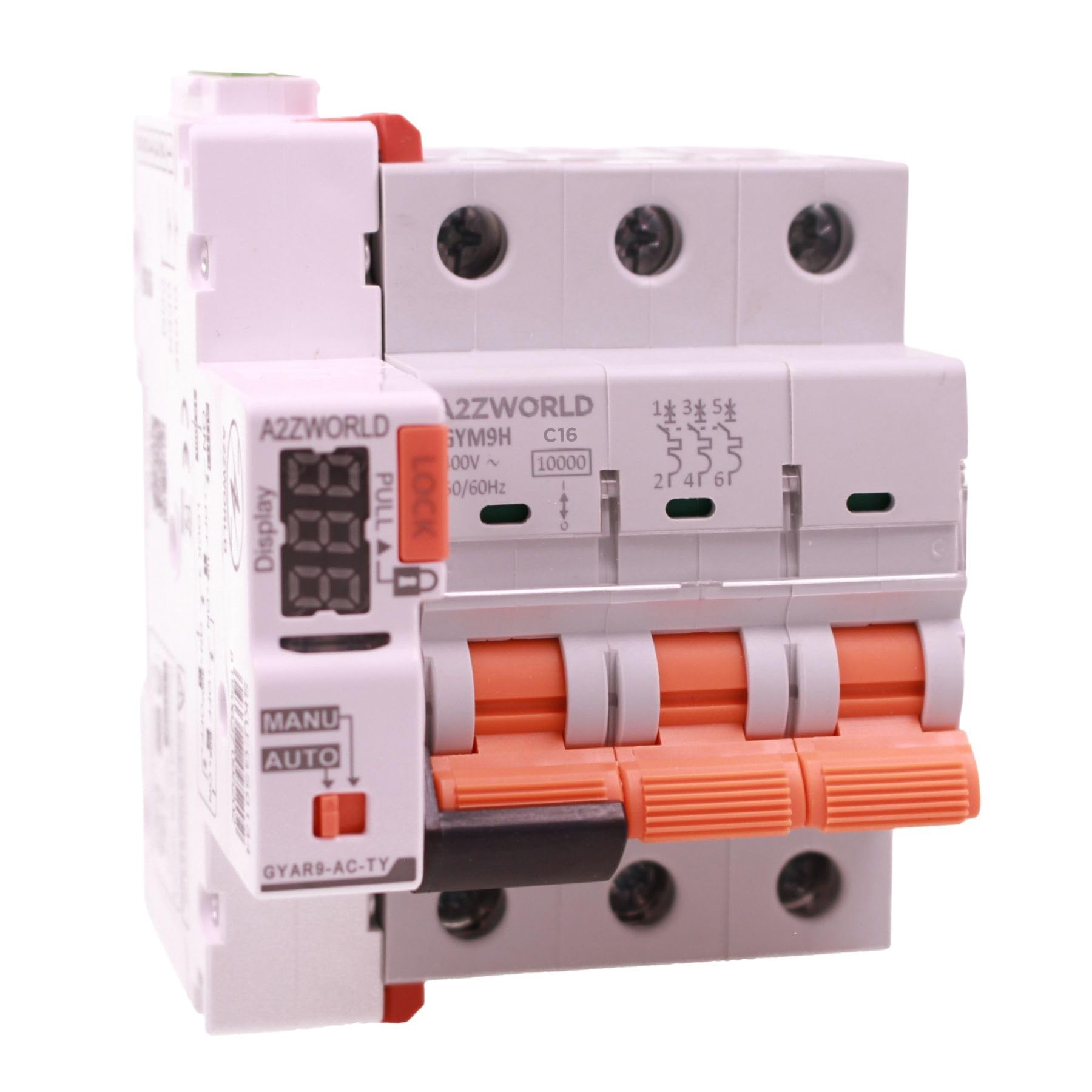 Interruttore Magnetotermico WIFI Riarmo Automatico, 3P 16A C16, MCB Curva C 10kA, APP Tuya Smart Life, 4 Moduli DIN 400V, Serie Professionale GYM9H