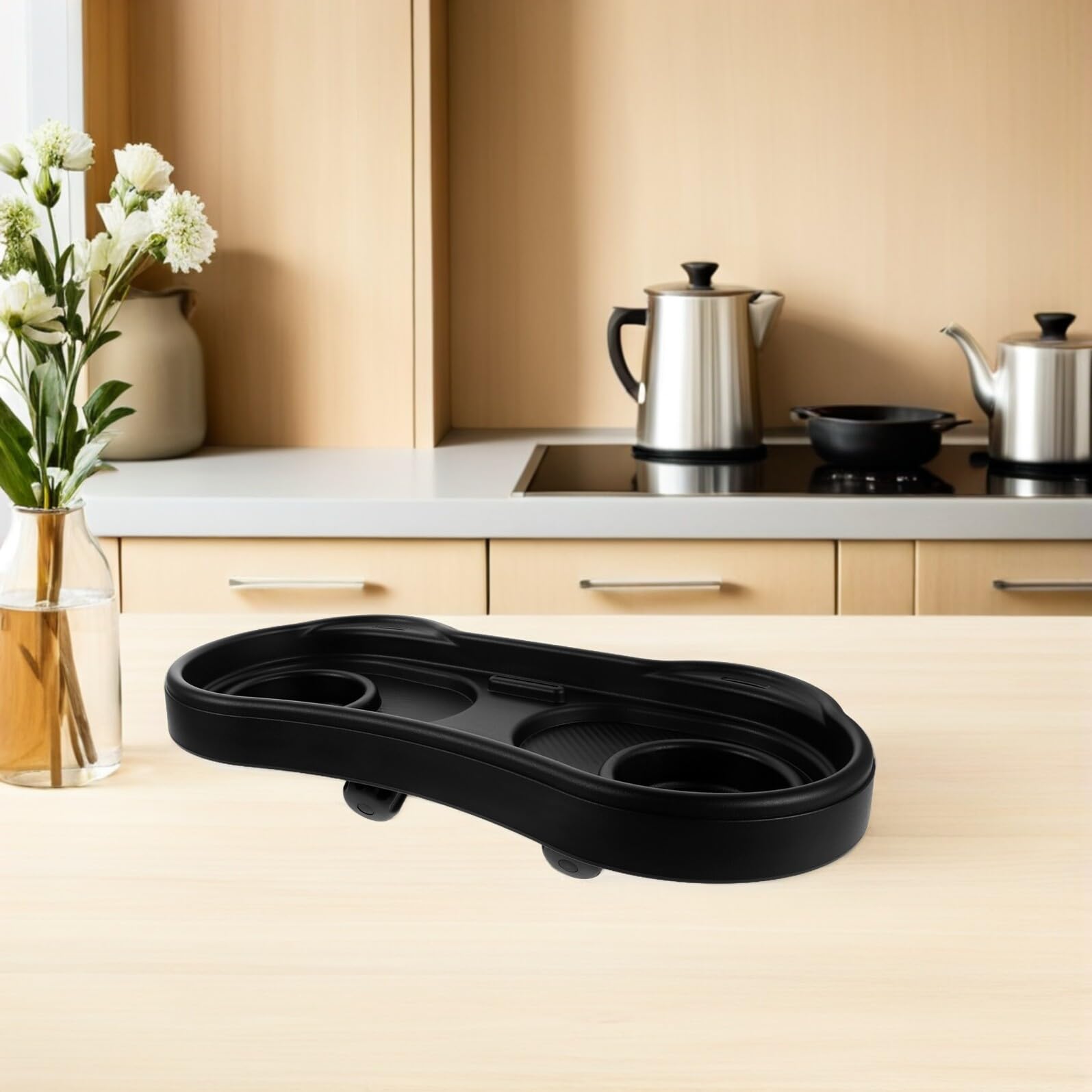ORFOFE Plateau Amovible pour Poussette Extra-Large en Plastique Porte-Gobelet Intégré Antidérapant et Facile à Nettoyer Accessoire Pratique pour Sorties Repas et Jeux Bébé