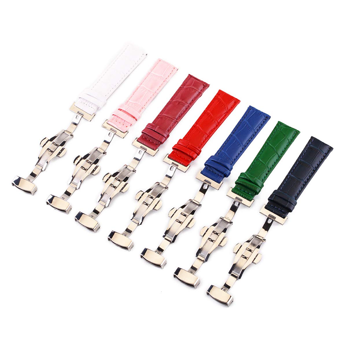 Bracelet de Montre en Cuir, Bracelet de Montre Unisexe en Cuir façon Crocodile, Disponible 12 mm / 13 14 15 16 17 18 19 20 21 22 24