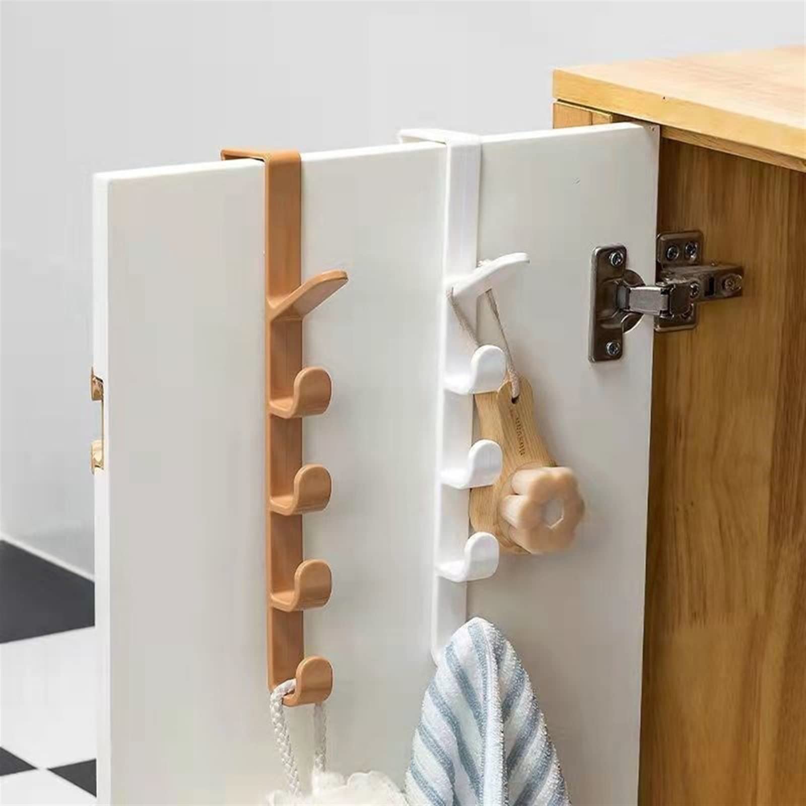 LYGXWJFC Perchero sobre la puerta Rieles de plástico Ganchos Estante Percha para puerta del dormitorio Perchero para colgar ropa Organización de almacenamiento en el hogar para bolsos Sombrero Ganchos