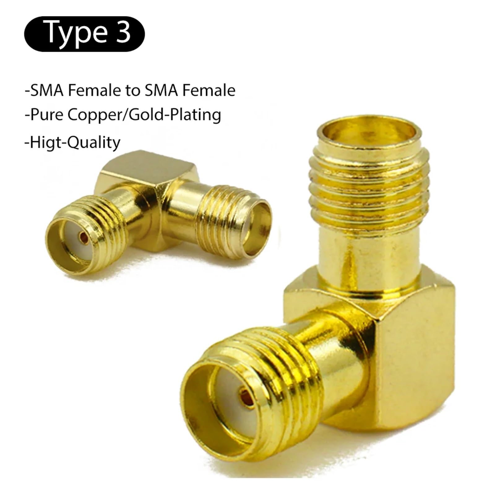 Connecteur SMA mâle coudé convertisseur 90 degrés adaptateur coaxial angle droit (type 3, 10 pièces)