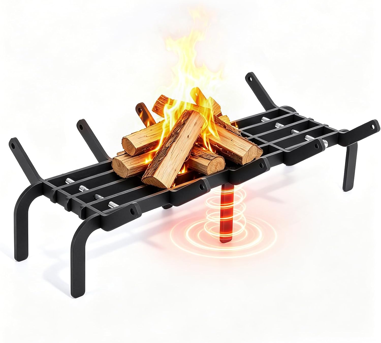 FIRE DREAMS Fireplace Grate 16 inch Carbon Steel FirePit Grates Heavy Duty Firewood Log Burning Rack Holder Wood Stove Grate for Indoor Hearth Outdoor Firepit