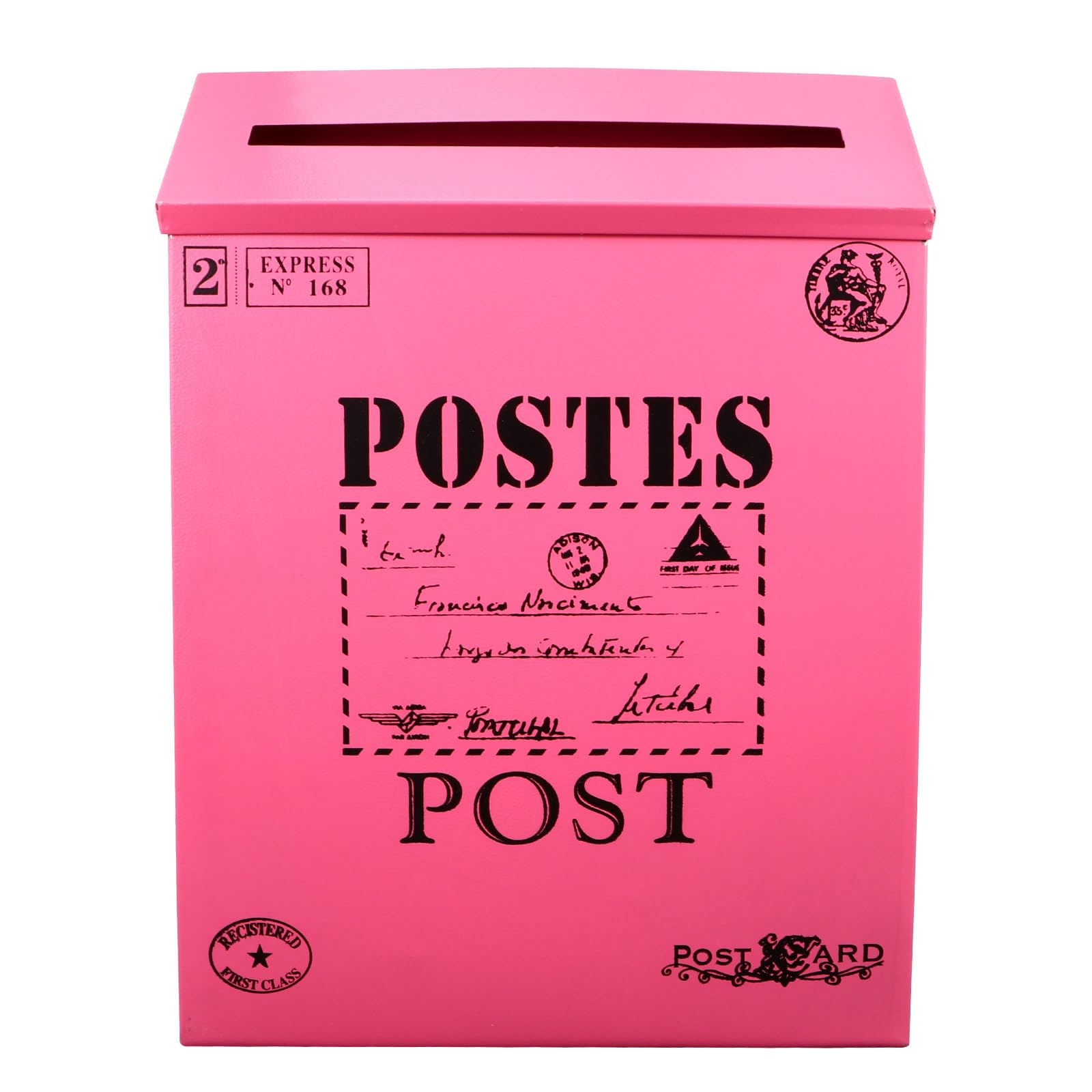 Boîte aux lettres murale en fer rétro grand espace de rangement en métal noir