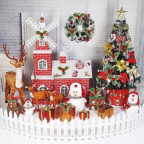 Qune 30 Pieces Christmas Artificial Holly Berry with Green Leaves, Artificial Holly Berry with Green Leaves for Wedding Christmas Wreath Arrangement, Cake Toppers Craft Wedding Party Decorations