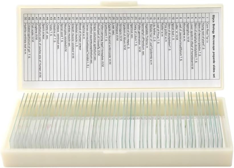 ZTBH Microscope Accessories Kit 50PCS Biological Glass Sample Prepared Cover Slips Microscope Slides Microscope Slides