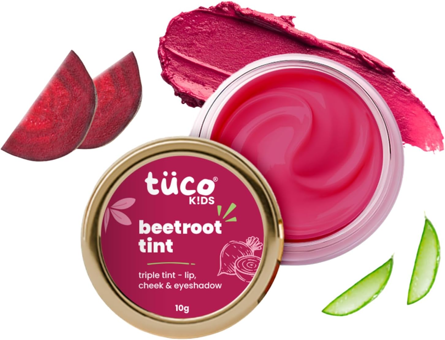 Kids Lip & Cheek Tint for Makeup | Made With Beetroot, Beeswax, Shea Butter, Alkanet Roots | Ages 2-5, 5-10, 10-15 Years | Paraben, Sulphate, Alcohol & Mineral Oil Free | Safe for Girls | 10 gm